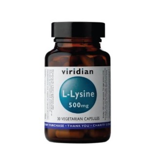 Maisto papildas L-LIZINAS „L-Lysine 500 mg“, VIRIDIAN, 30 kapsulių