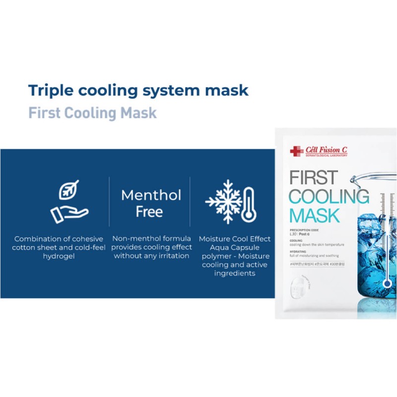 Vėsinanti ir raminanti veido kaukė „First cooling mask“, Cell Fusion C