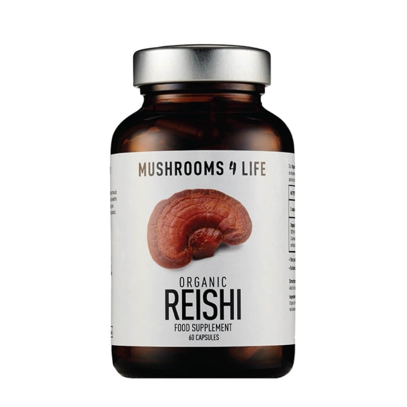 Reishi mushroom supplement capsules. MUSHROOMS4LIFE, 60 capsules