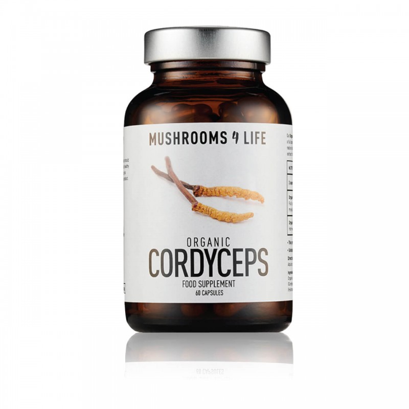 Maisto papildas kordicepsas „Organic Cordyceps” mushrooms4life, 60 kapsulių