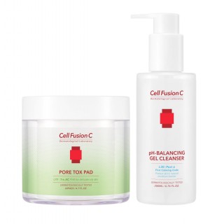 Cleansing kit for skin with enlarged pores: pH Balancing gel + pore tox pad