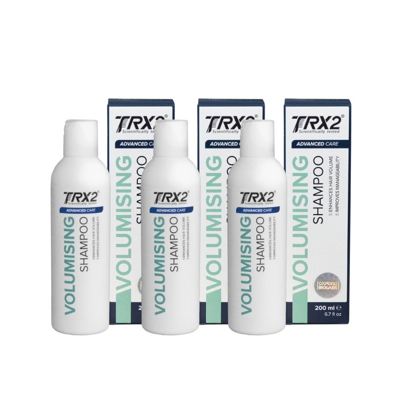 Purumo suteikiantis šampūnas „TRX2® Volumising Shampoo“ 3vnt. rinkinys