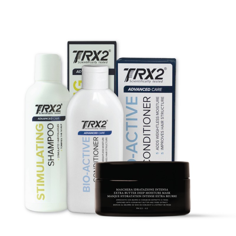 TRX2 Rinkinys Plaukams „Stimulating“ su Giliai drėkinančia „Extra Butter Deep Moisture“ plaukų kauke