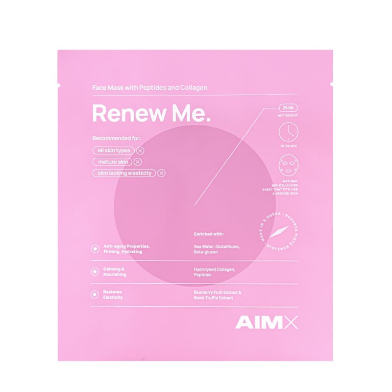 AIMX „Renew Me“ veido kaukė su peptidais ir kolagenu