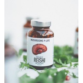 Reishi mushroom supplement capsules
