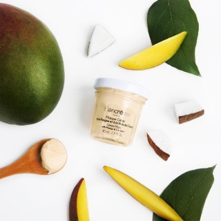 Drėkinanti egzotiško mango kauliukų sviesto ir kokosų aliejaus veido kaukė „Mango“