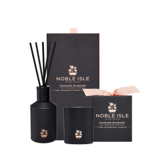 Noble Isle rinkinys: Gaivus kvapas namams „Rhubarb Rhubarb“ ir žvakė