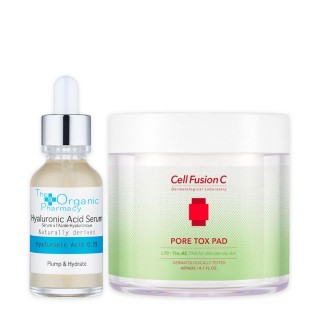 Pore Tightening and Deep Moisturising Facial Set "Hyaluronic Serum" and "Pore Tox Pad"