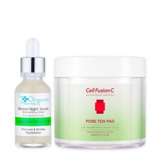 Anti-aging, luminous and radiant skin kit for face "Retinol Serum" and "Pore Tox Pad"