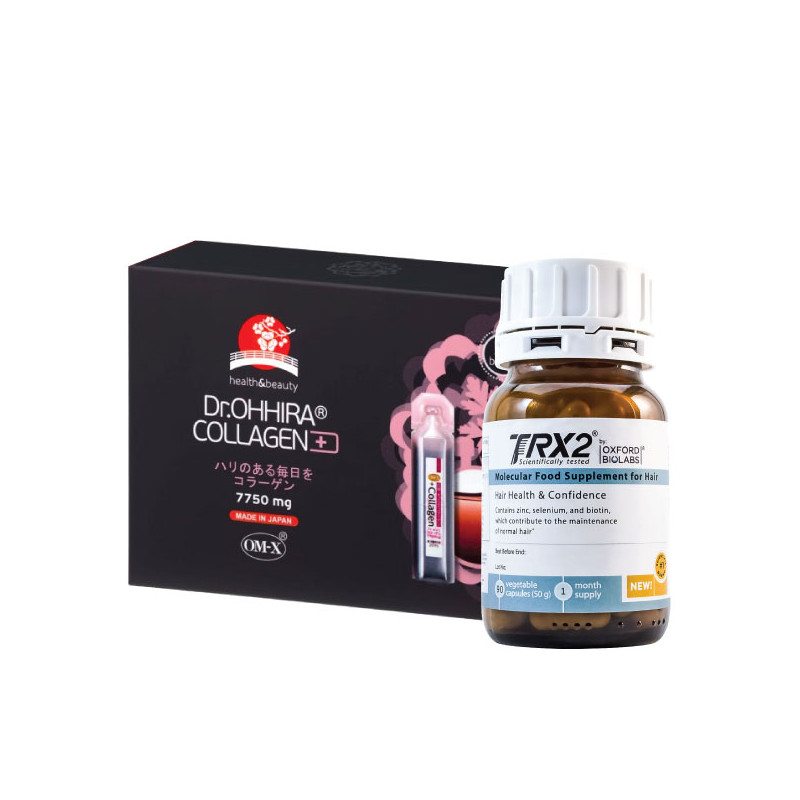Exclusive kit for hair and skin: hair supplement TRX2® and Dr. OHHIRA® Oral Liquid Collagen+