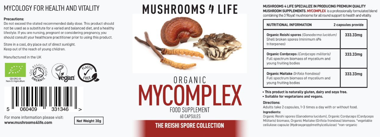 Maisto papildas „MyComplex”, 60 kaps., Mushrooms4Life